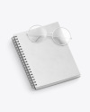 Leather Notebook with Glasses Mockup