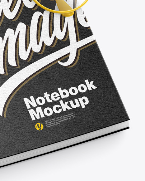 Leather Notebook with Glasses Mockup