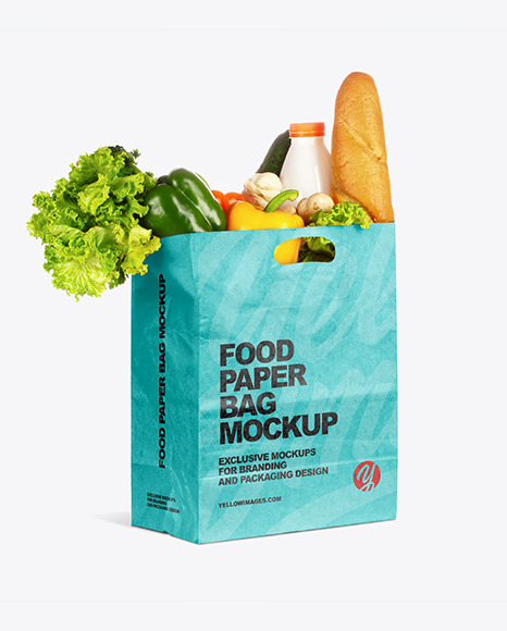 Kraft Paper Bag with Food Mockup