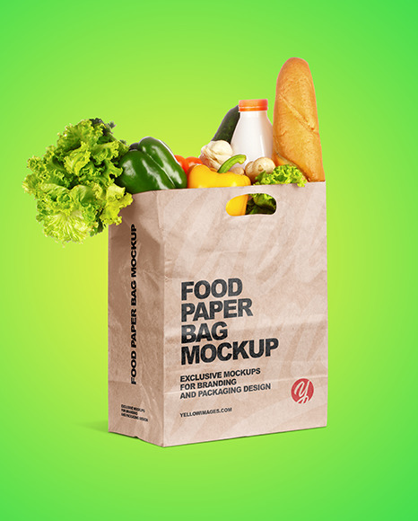 Kraft Paper Bag with Food Mockup