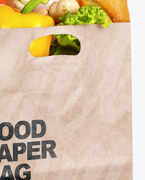 Kraft Paper Bag with Food Mockup