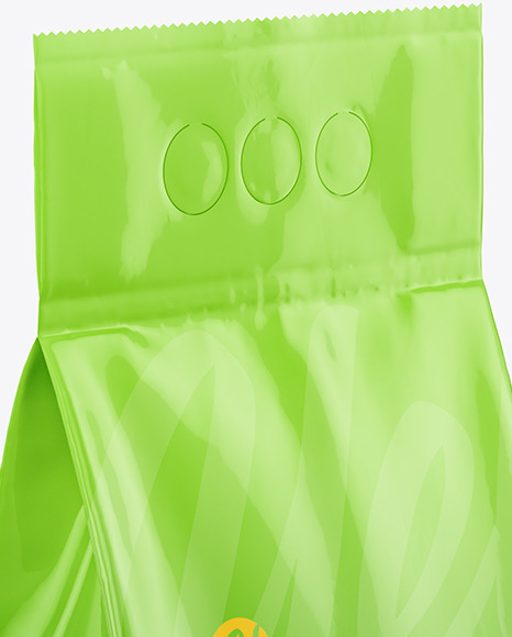 Glossy Powder Bag Mockup - Half Side View