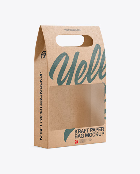 Kraft Paper Bag with a Window Mockup