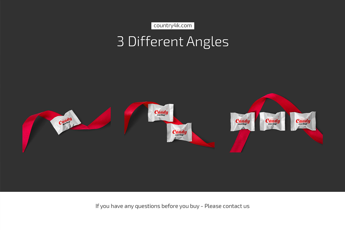 Matte Candy with Red Ribbon Mockup Set Matte Candy with Red Ribbon Mockup Set