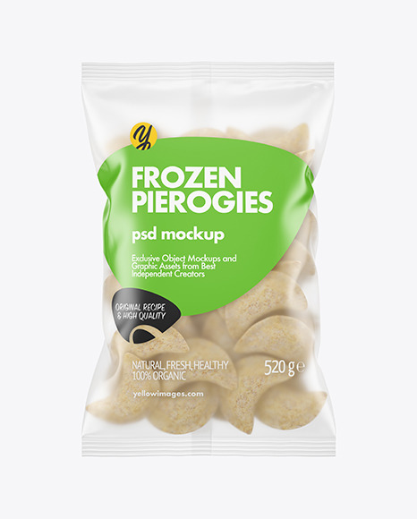 Matte Plastic Bag With Frozen Pierogies Mockup Matte Plastic Bag With Frozen Pierogies Mockup
