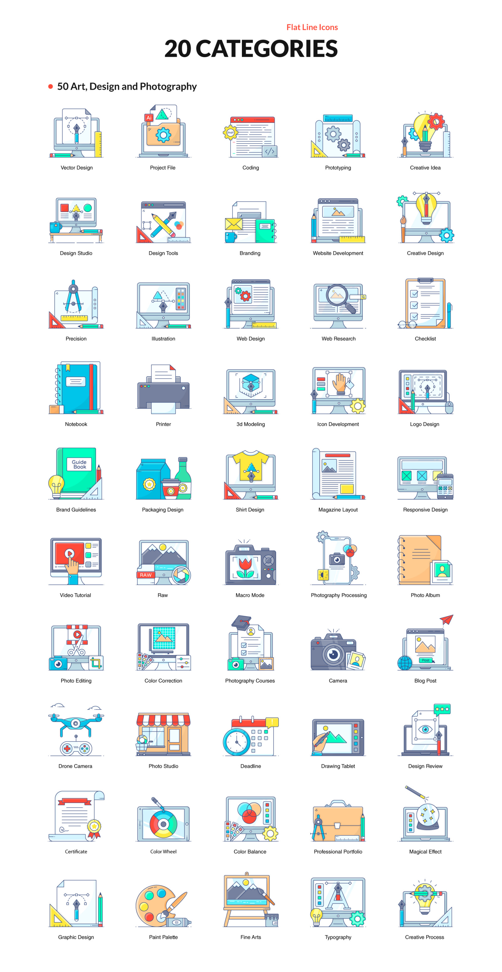 1200+ Flat Line Conceptual Icons 1200+ Flat Line Conceptual Icons