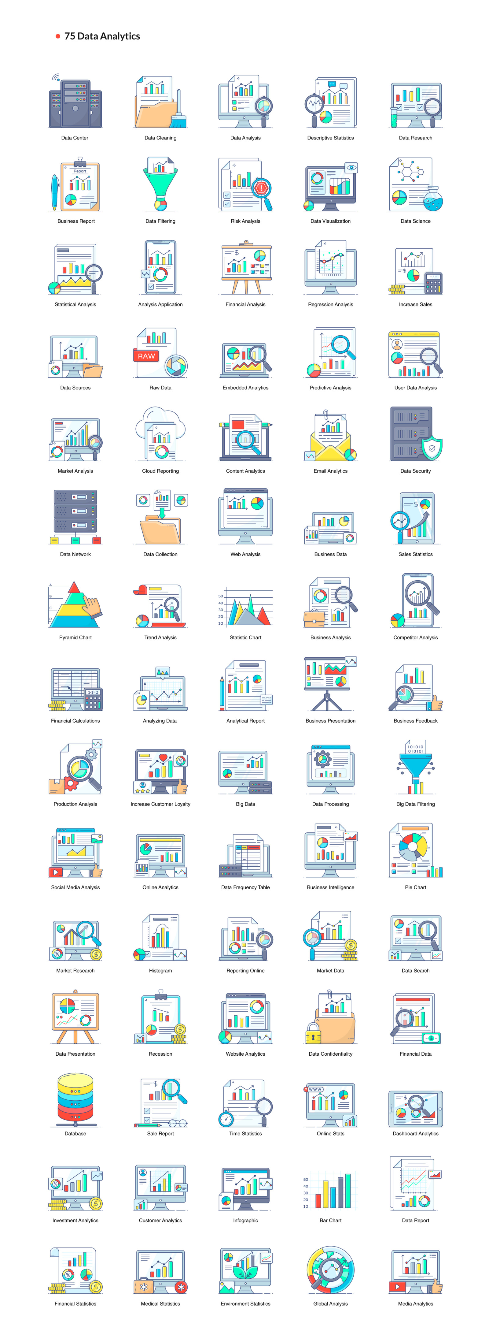 1200+ Flat Line Conceptual Icons