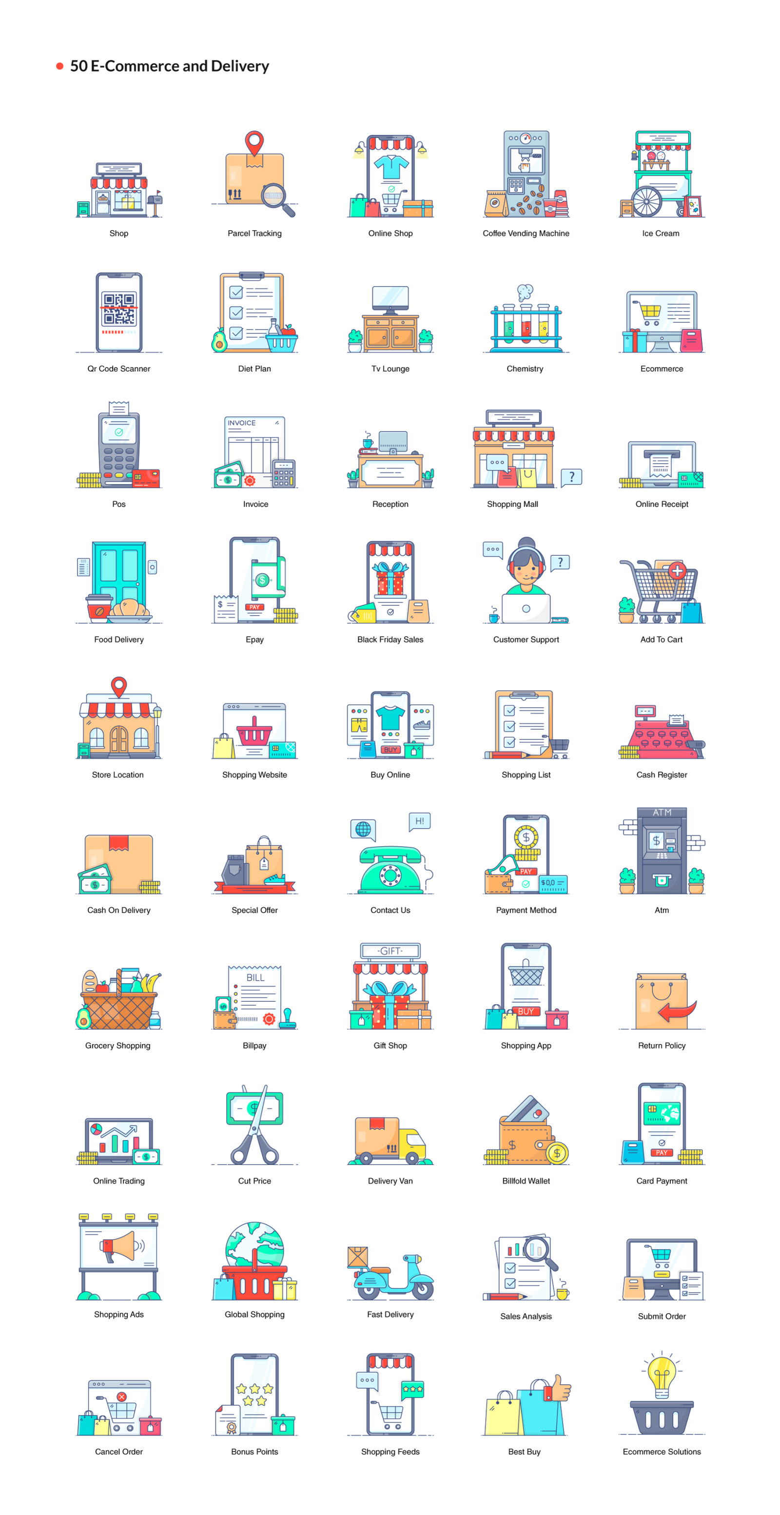 1200+ Flat Line Conceptual Icons