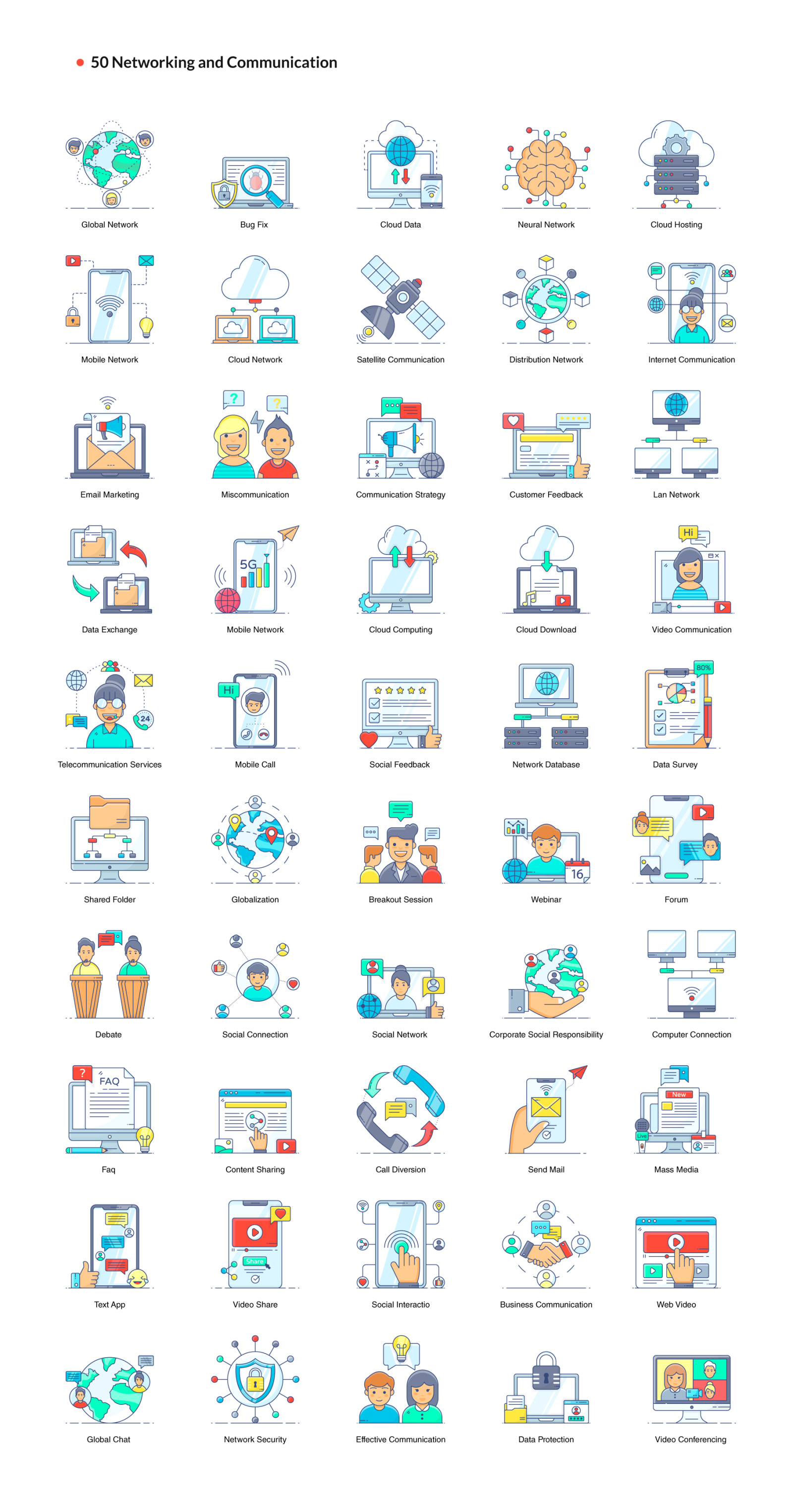 1200+ Flat Line Conceptual Icons