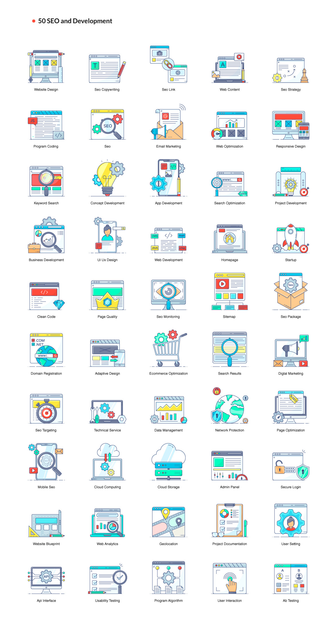 1200+ Flat Line Conceptual Icons