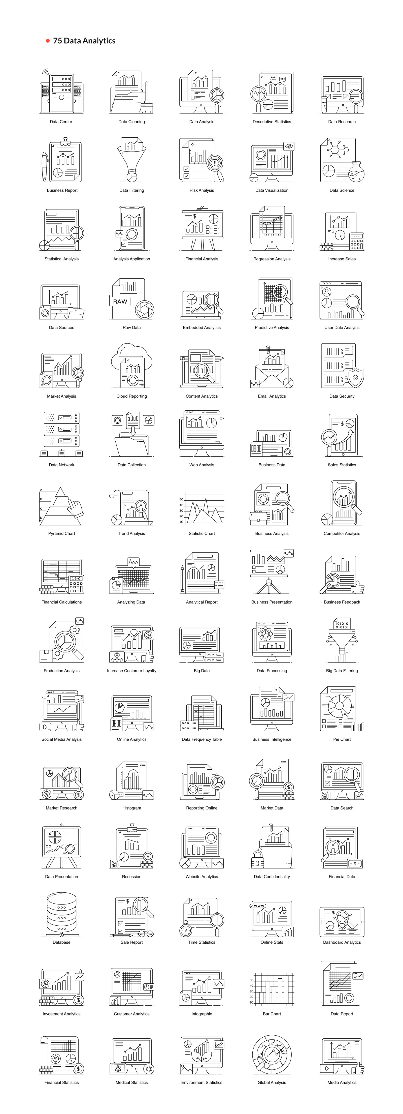 1200+ Flat Line Conceptual Icons