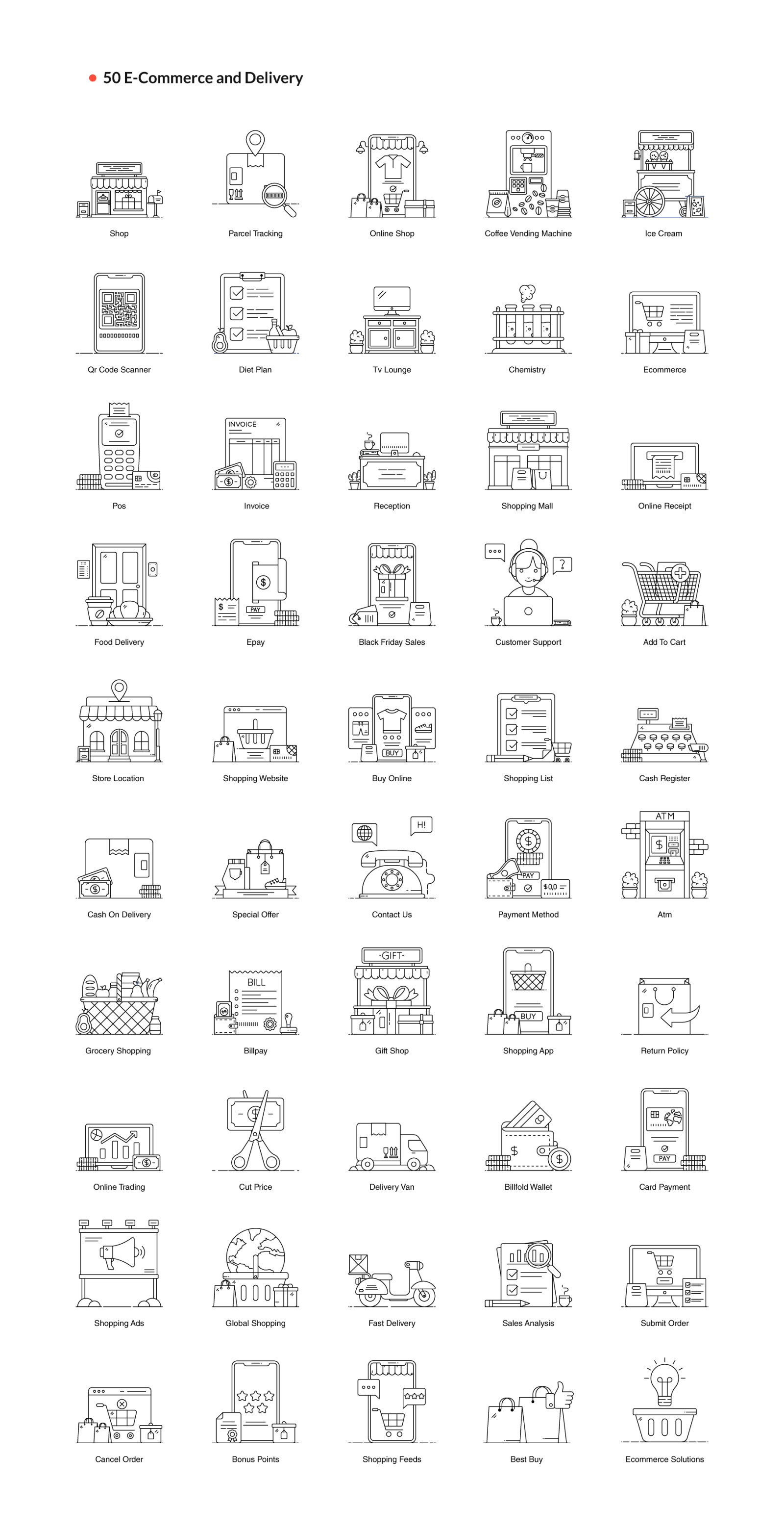 1200+ Flat Line Conceptual Icons