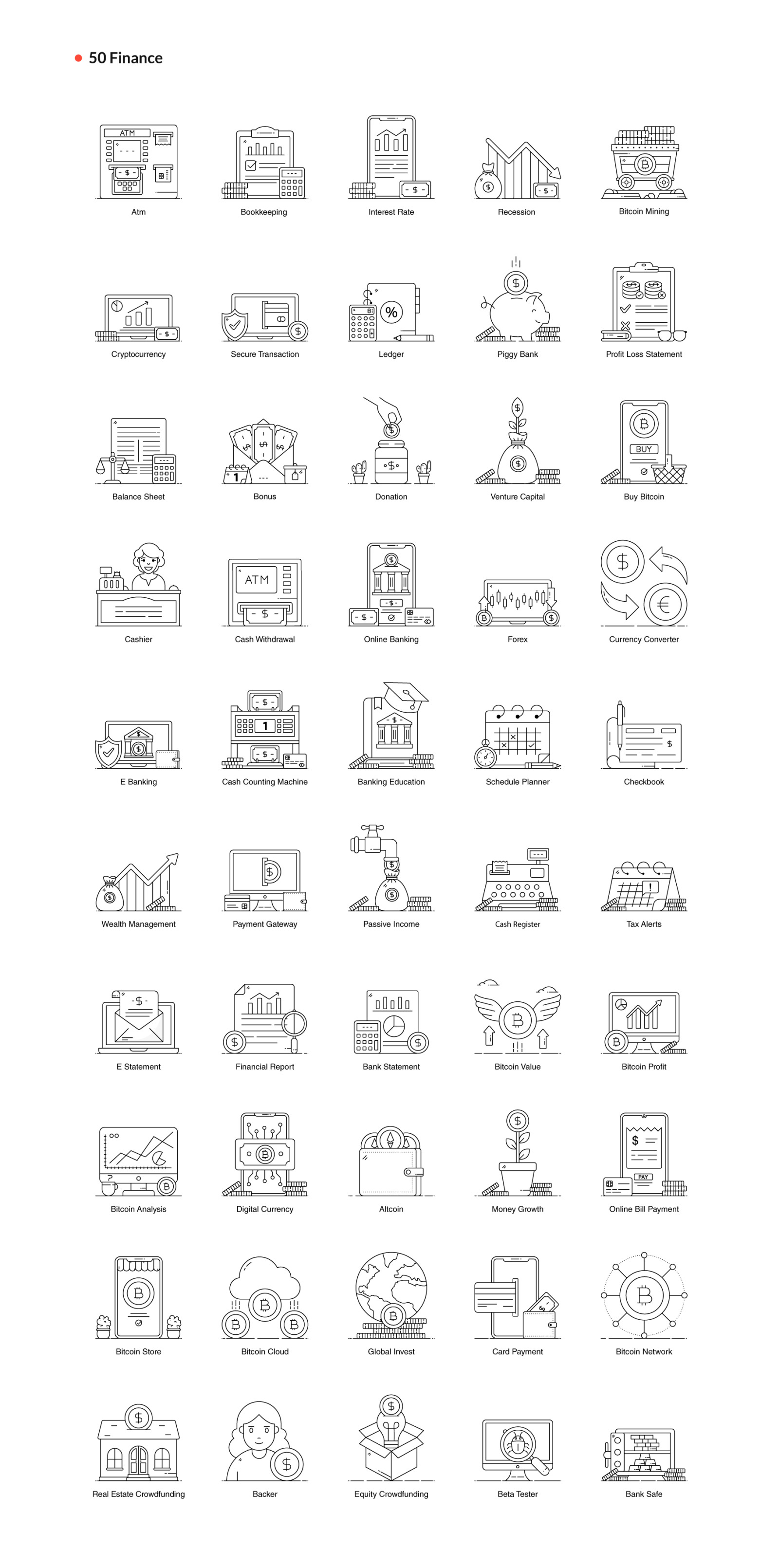 1200+ Flat Line Conceptual Icons