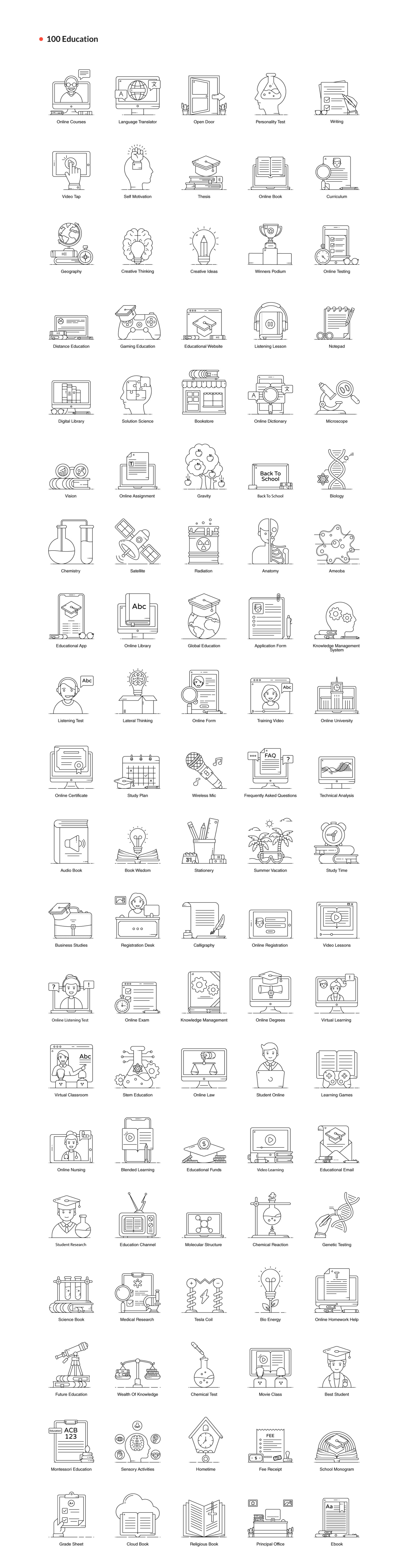 1200+ Flat Line Conceptual Icons