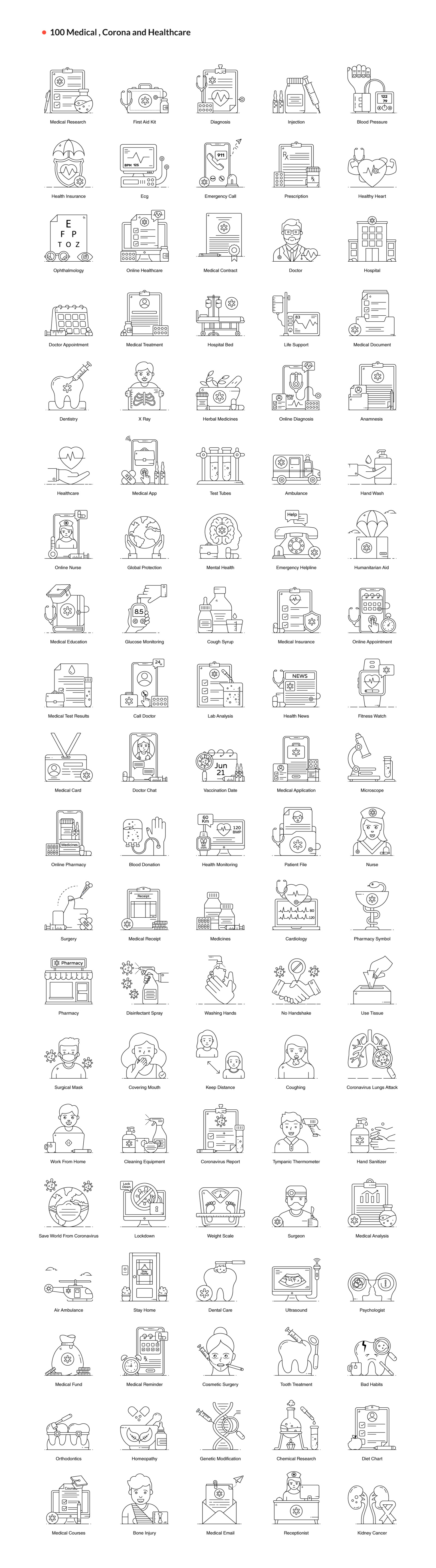 1200+ Flat Line Conceptual Icons