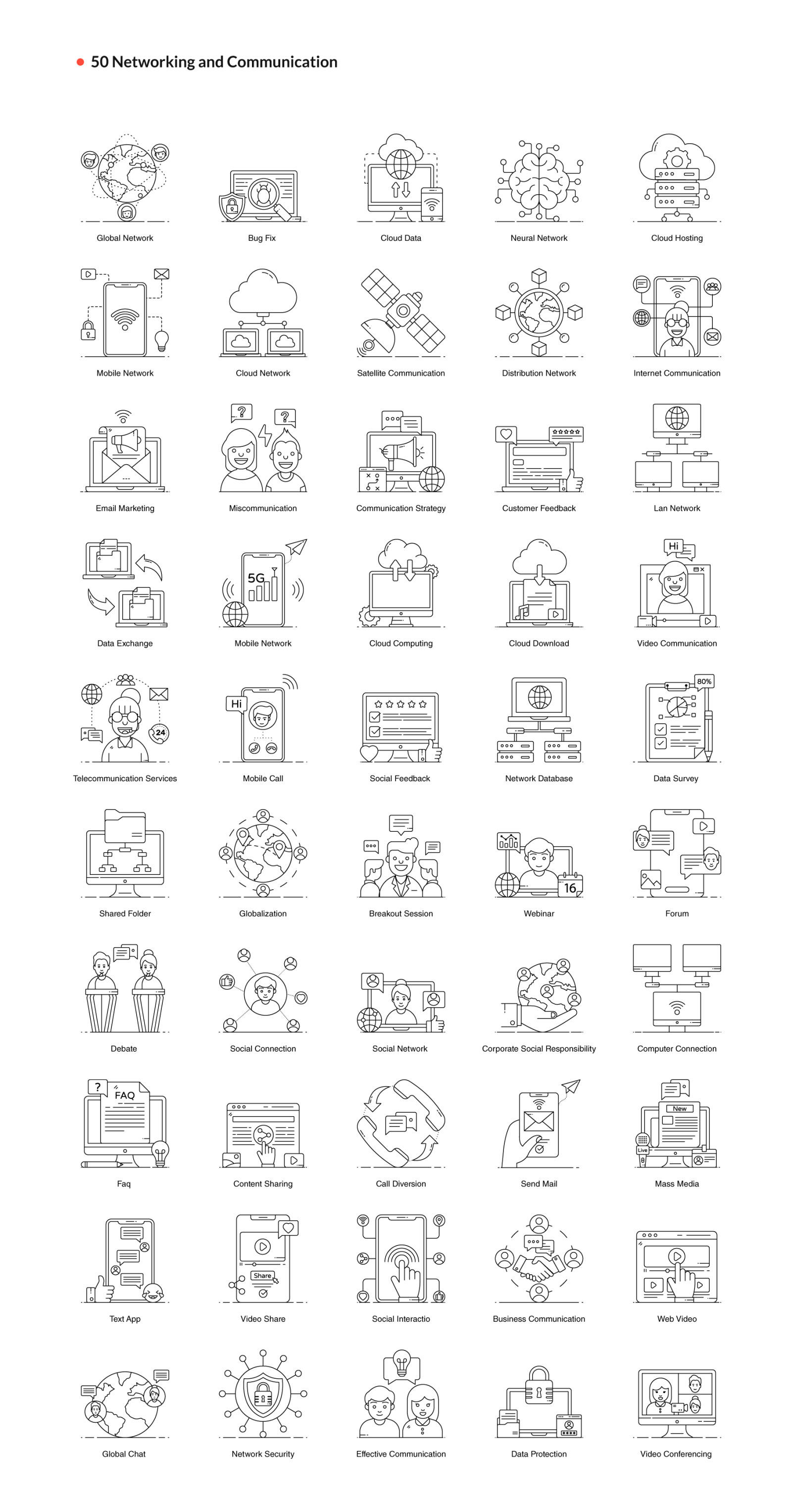 1200+ Flat Line Conceptual Icons