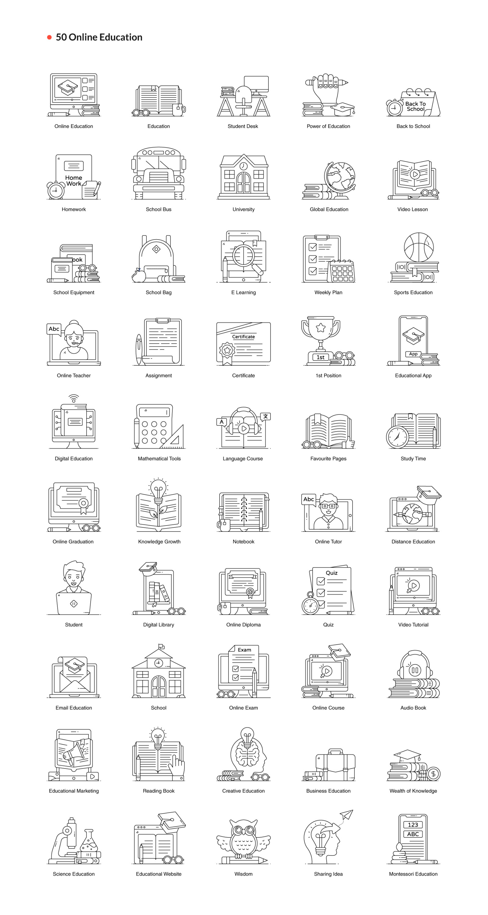 1200+ Flat Line Conceptual Icons