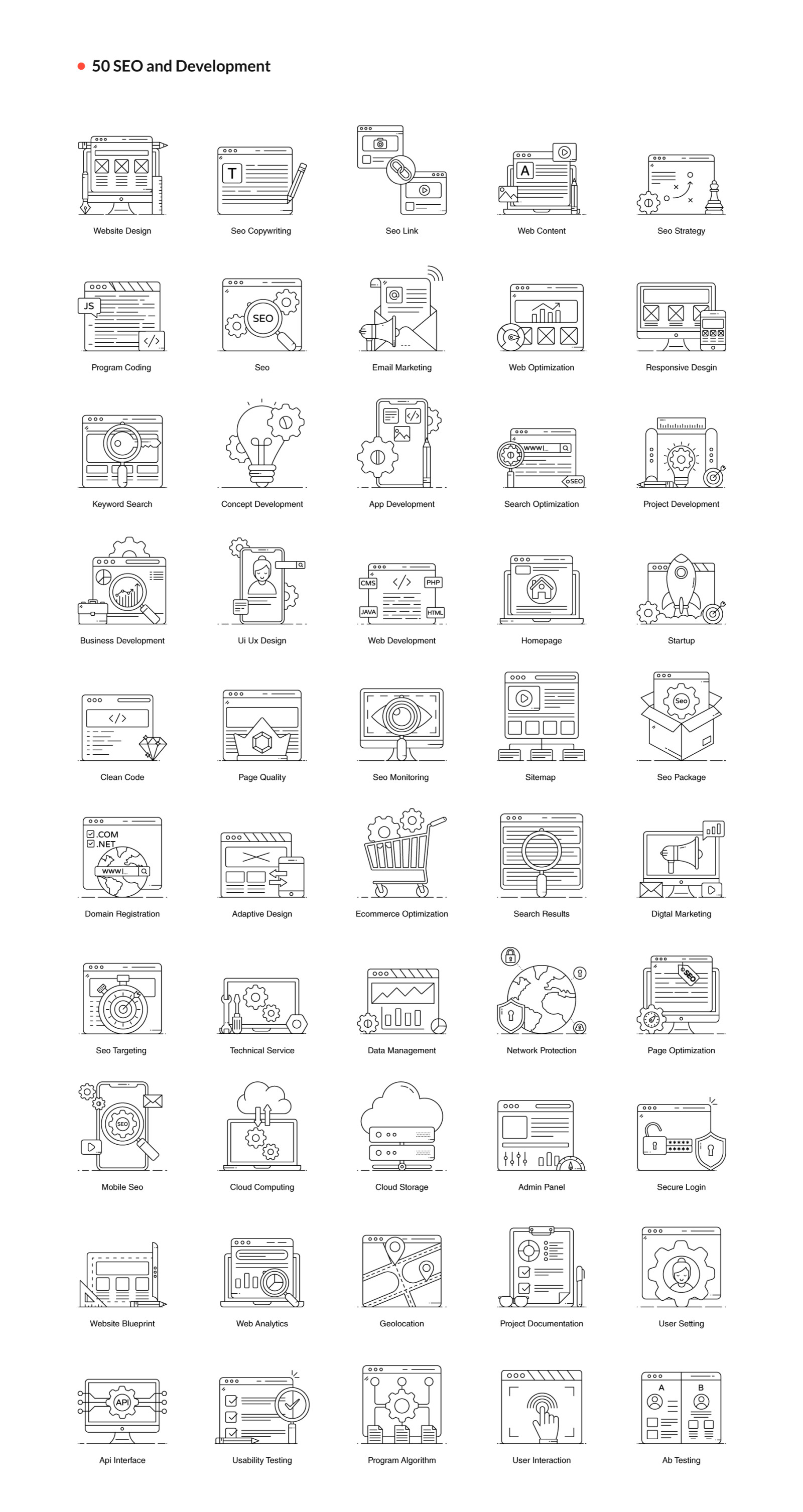 1200+ Flat Line Conceptual Icons 1200+ Flat Line Conceptual Icons