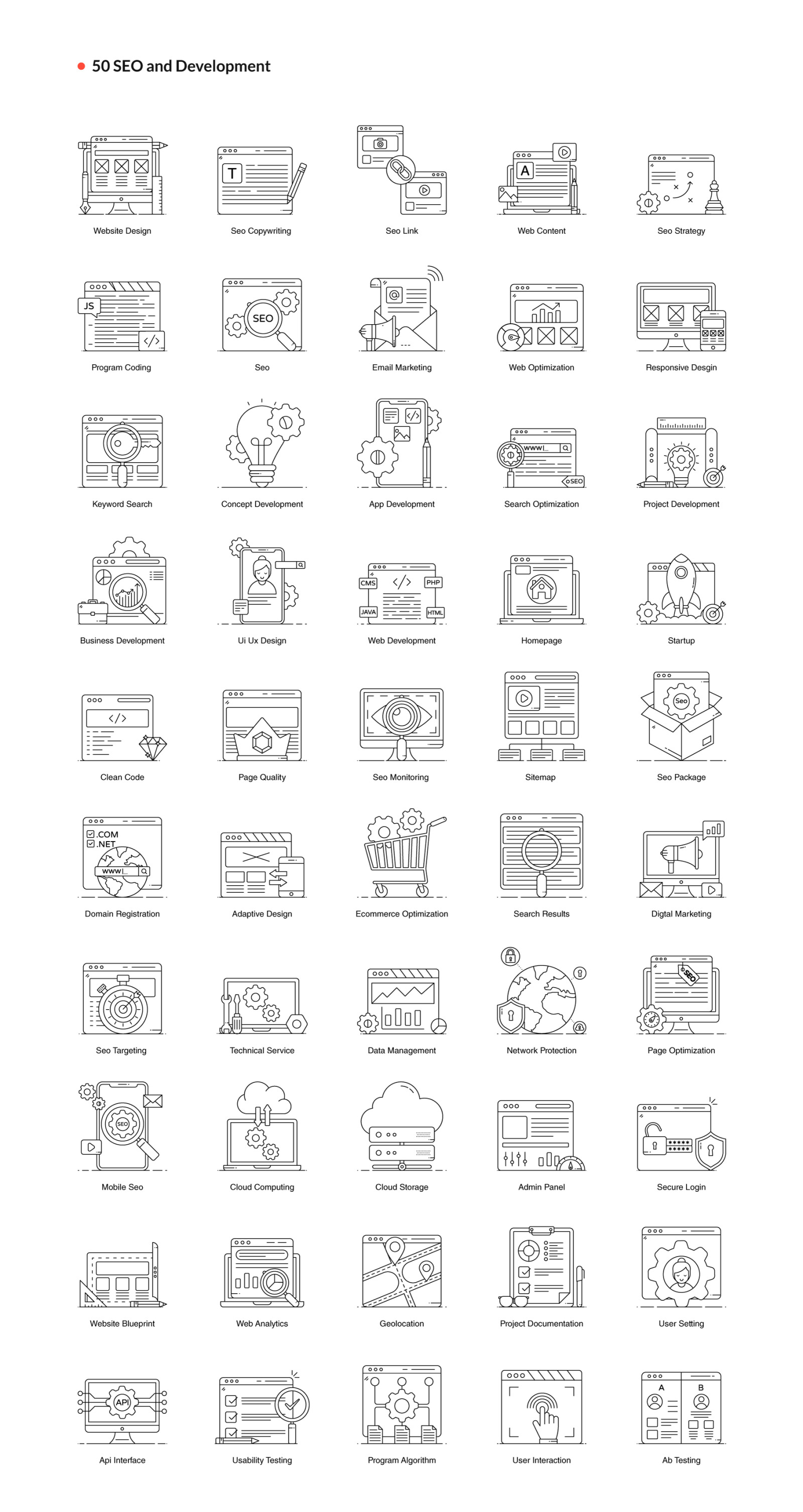 1200+ Flat Line Conceptual Icons