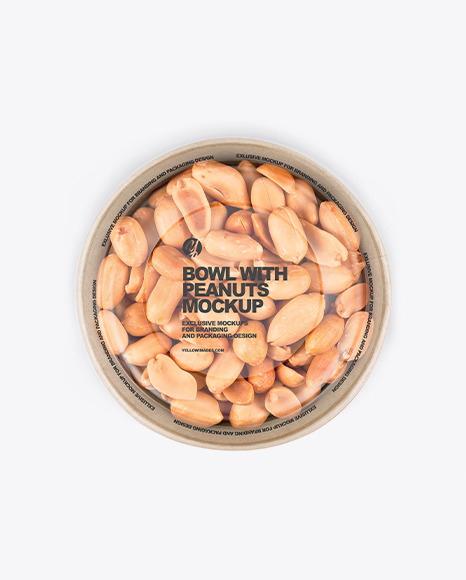 Paper Bowl With Peanuts Mockup