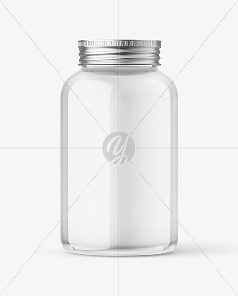 Empty Clear Glass Pills Bottle Mockup