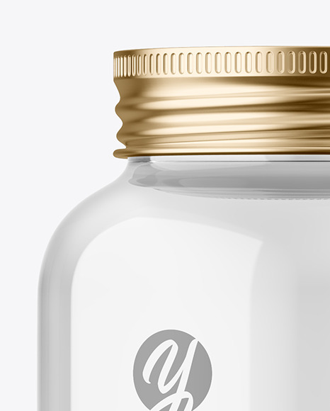 Empty Clear Glass Pills Bottle Mockup