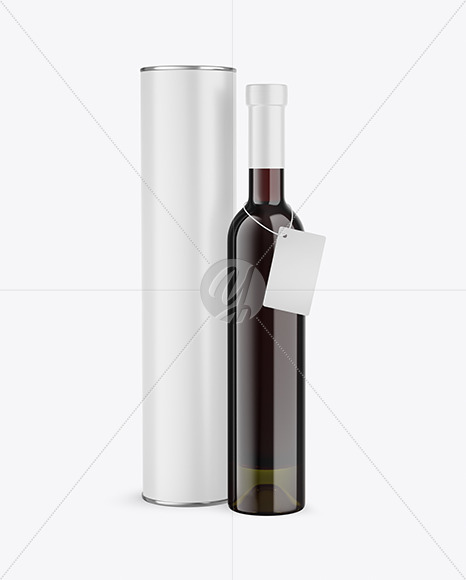 Antique Green Glass Red Wine Bottle With Tube Mockup