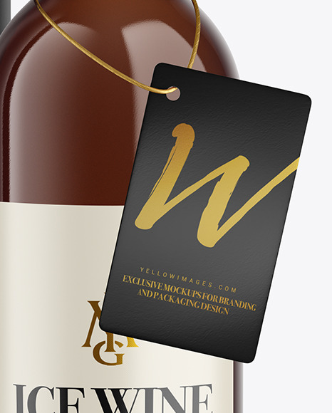 Amber Glass White Wine Bottle With Tube Mockup