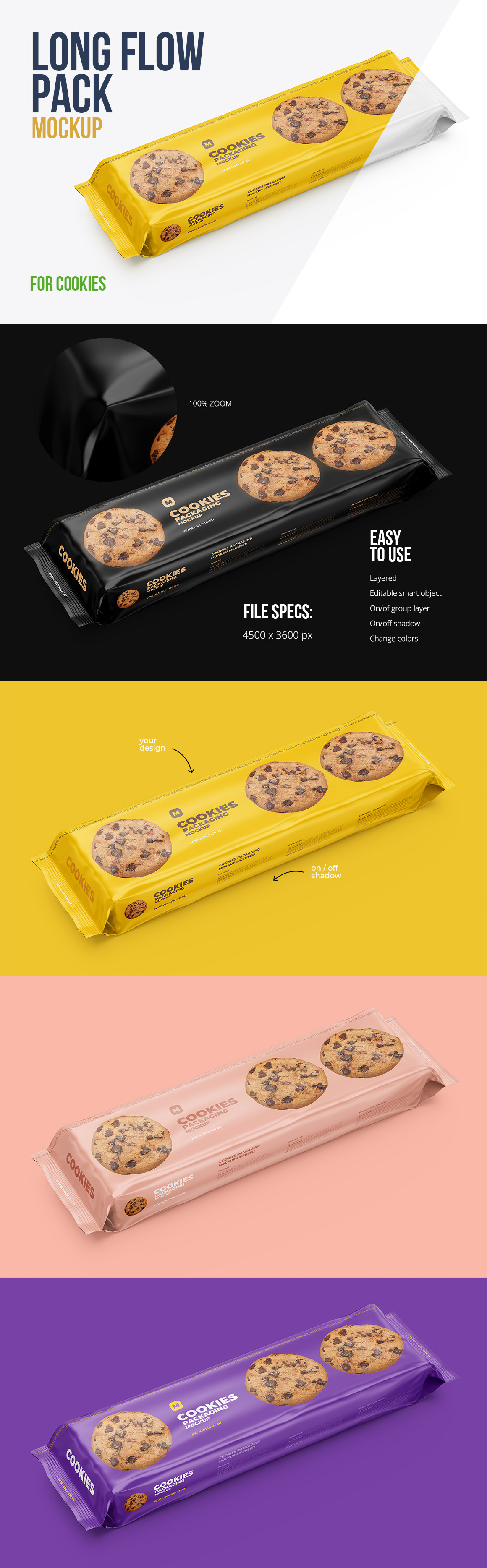 Long Flow Pack / Cookies Mockup