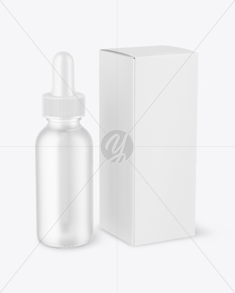 Frosted Glass Dropper Bottle with Paper Box Mockup