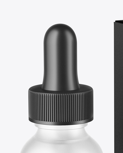 Frosted Glass Dropper Bottle with Paper Box Mockup