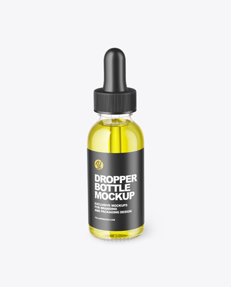 Glass Dropper Oil Bottle with Paper Box Mockup