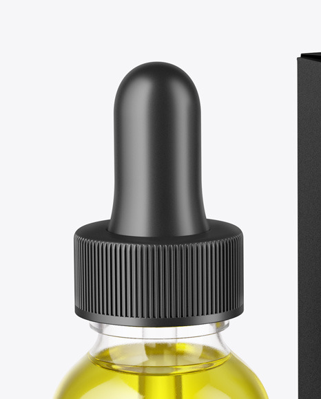 Glass Dropper Oil Bottle with Paper Box Mockup