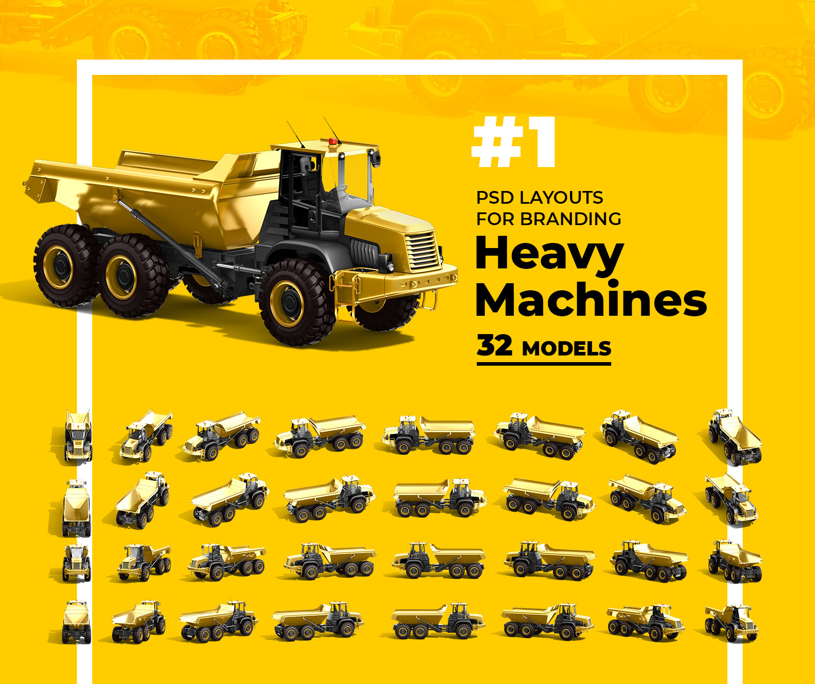 PSD Mockup 3D model Heavy Machines - Dump Truck #1 PSD Mockup 3D model Heavy Machines - Dump Truck #1