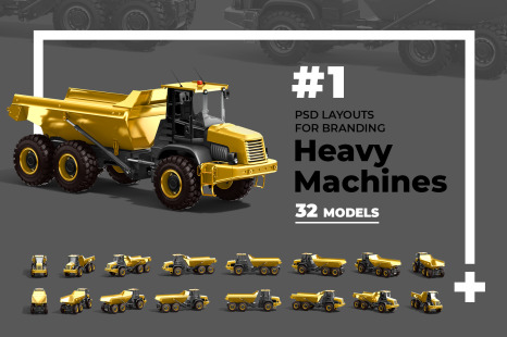 PSD Mockup 3D model Heavy Machines - Dump Truck #1 - Construction site