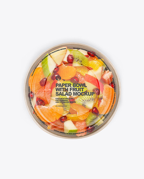 Paper Bowl w/ Fruit Salad Mockup