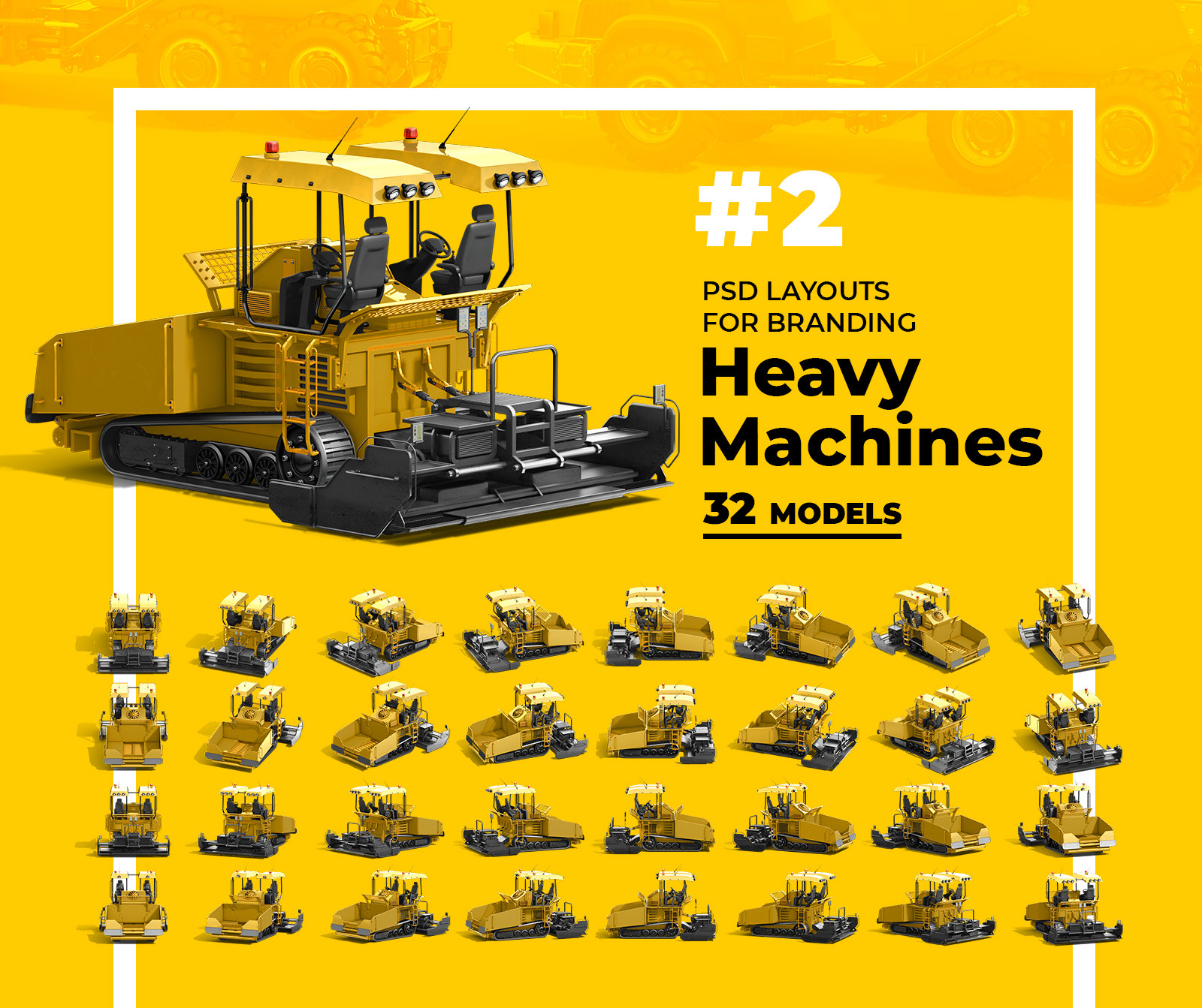PSD Mockup 3D model Heavy Machines - Asphalt Paver #2 PSD Mockup 3D model Heavy Machines - Asphalt Paver #2