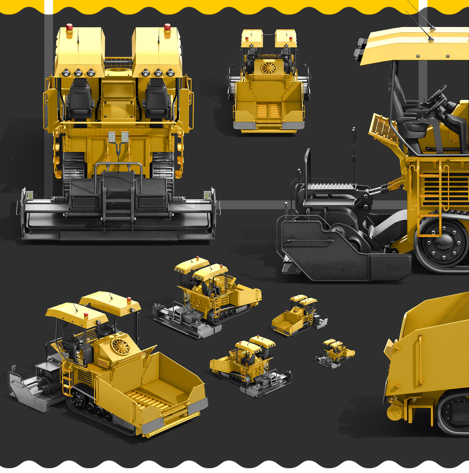 PSD Mockup 3D model Heavy Machines - Asphalt Paver #2 PSD Mockup 3D model Heavy Machines - Asphalt Paver #2