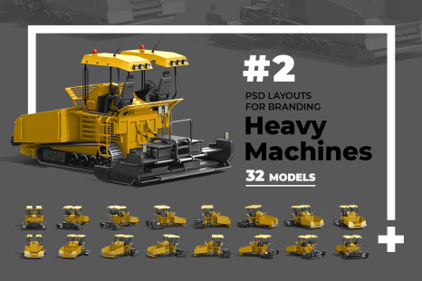 PSD Mockup 3D model Heavy Machines - Asphalt Paver #2 - Construction site