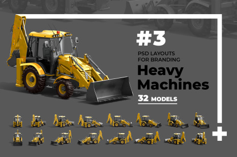 PSD Mockup 3D model Heavy Machines - Backhoe Loader #3 - Tractor