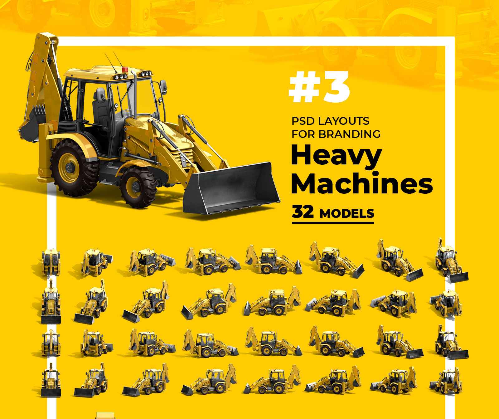 PSD Mockup 3D model Heavy Machines - Backhoe Loader #3