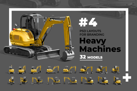 PSD Mockup 3D model Heavy Machines - Track Excavator #4 - Tractor