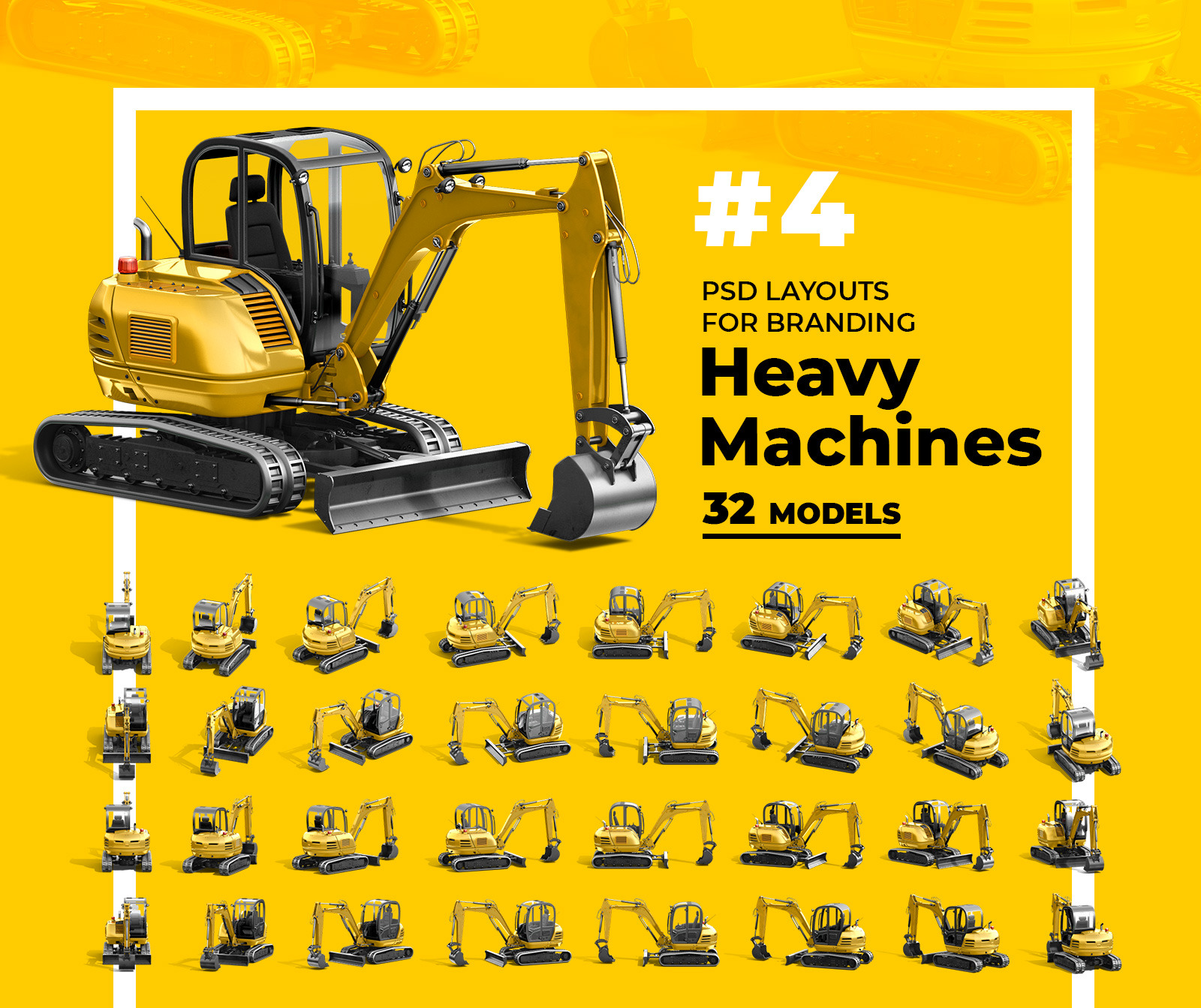 PSD Mockup 3D model Heavy Machines - Track Excavator #4