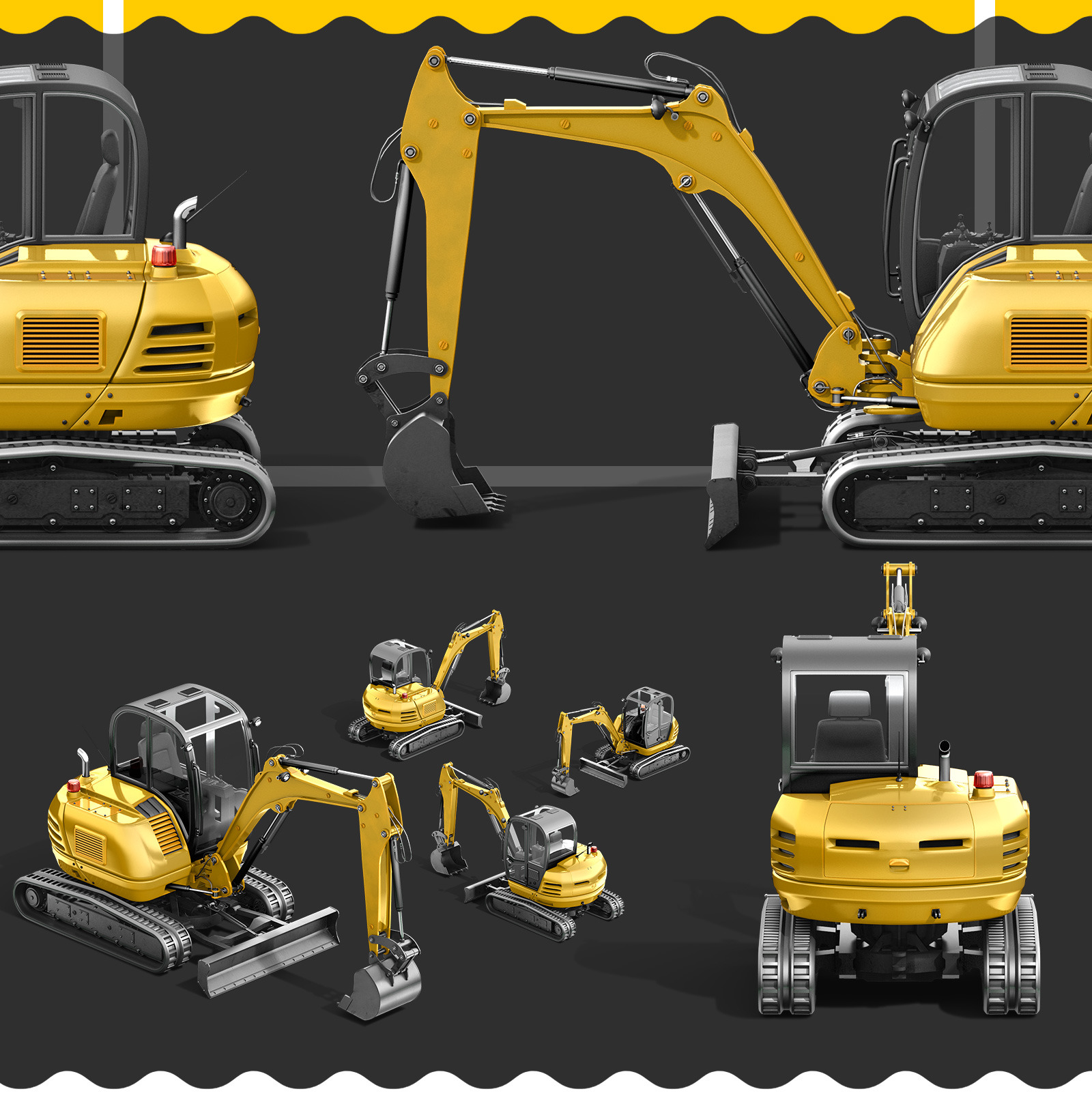 PSD Mockup 3D model Heavy Machines - Track Excavator #4