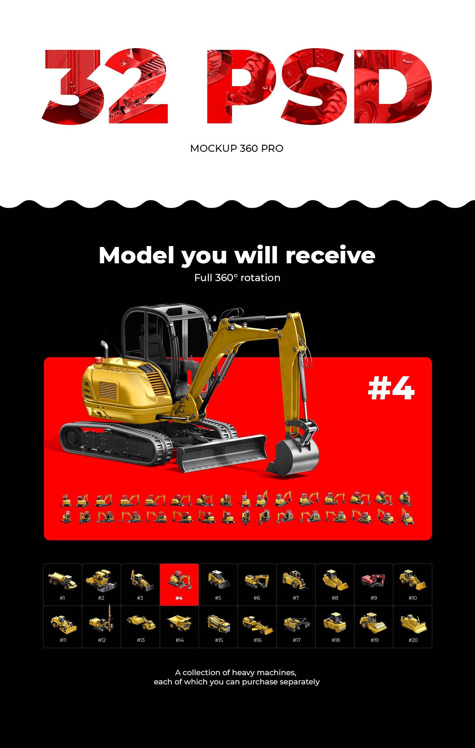 PSD Mockup 3D model Heavy Machines - Track Excavator #4