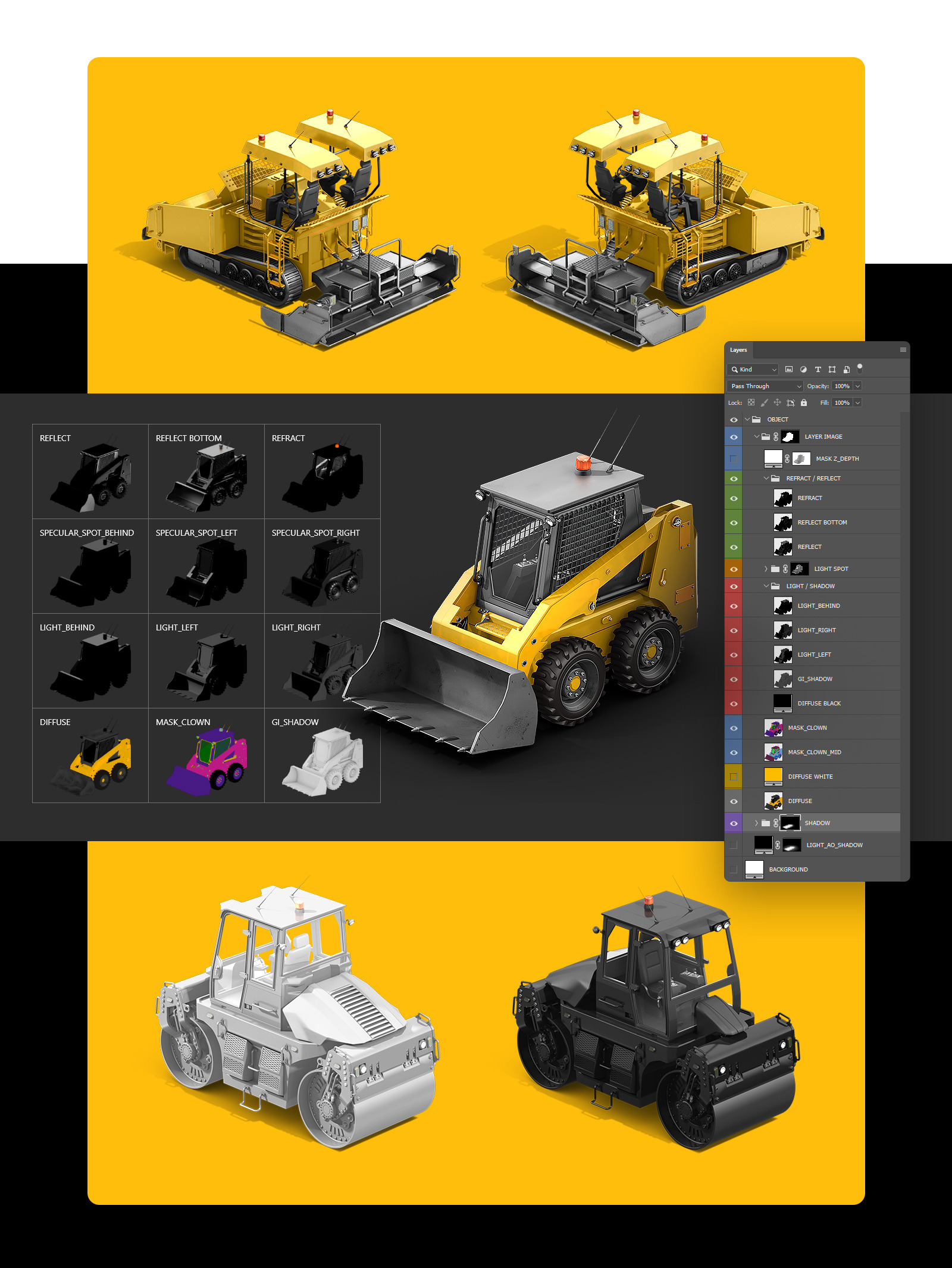 PSD Mockup 3D model Heavy Machines - Track Excavator #4