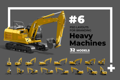 PSD Mockup 3D model Heavy Machines - Track Excavator #6 - Tractor