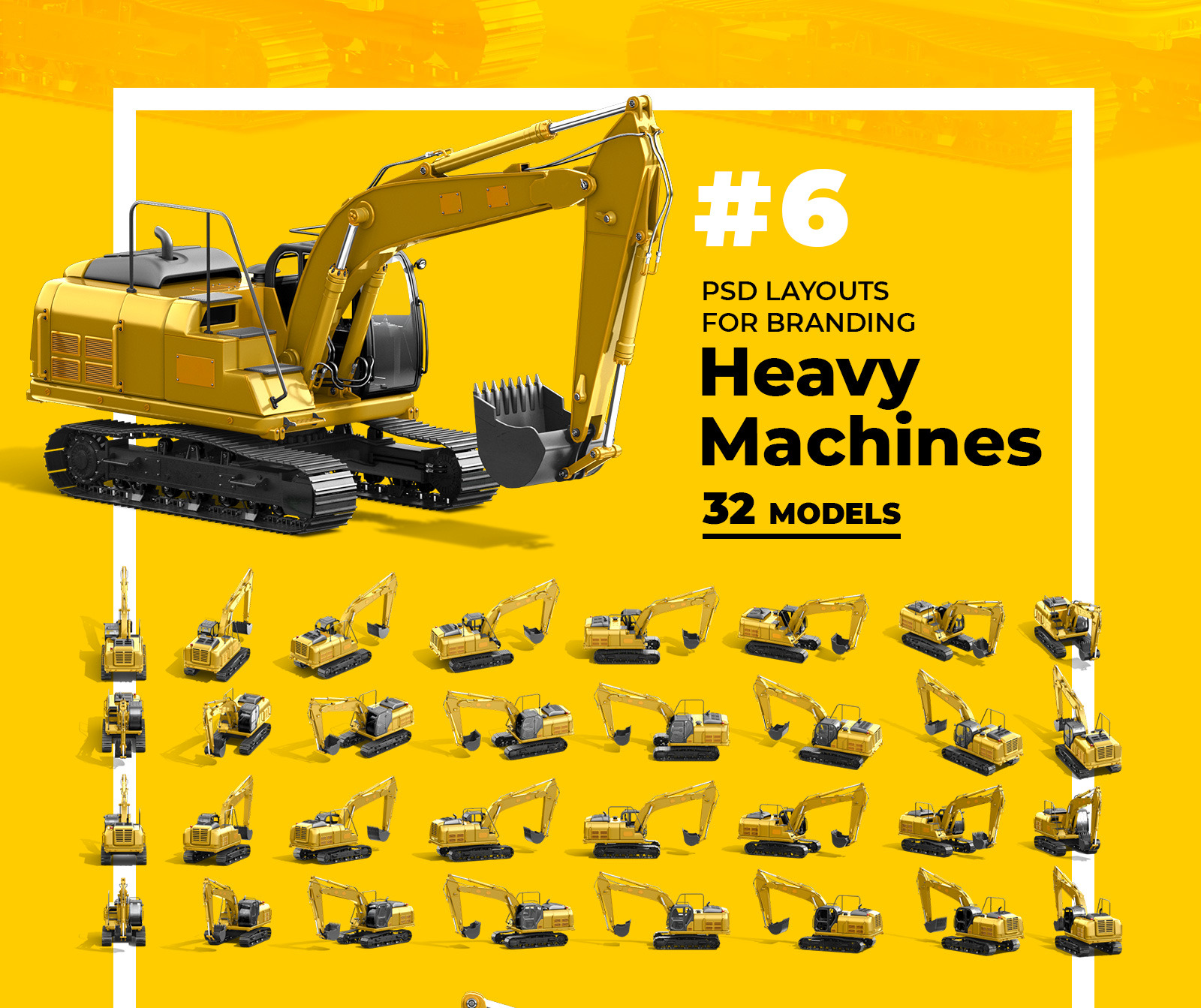 PSD Mockup 3D model Heavy Machines - Track Excavator #6