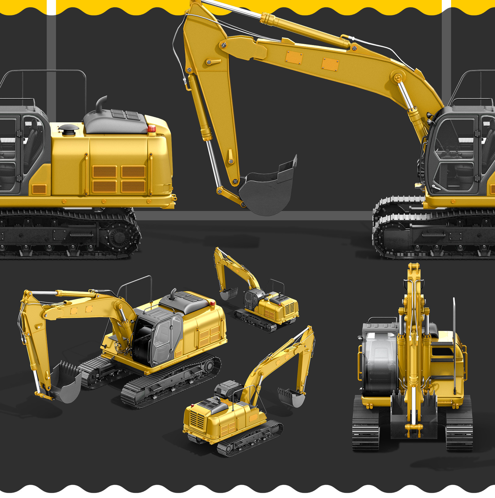 PSD Mockup 3D model Heavy Machines - Track Excavator #6