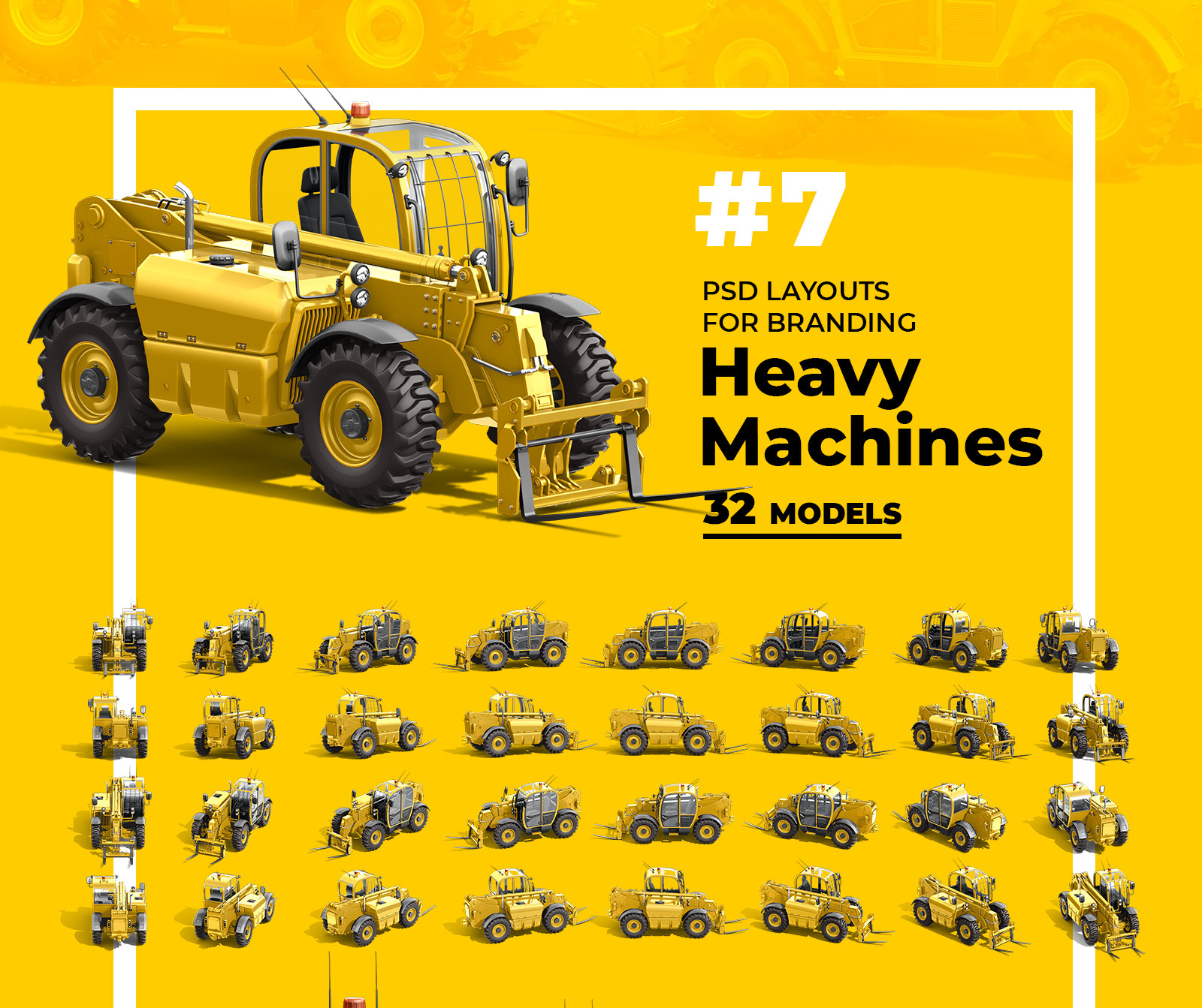 PSD Mockup 3D model Heavy Machines - Forklift Truck #7